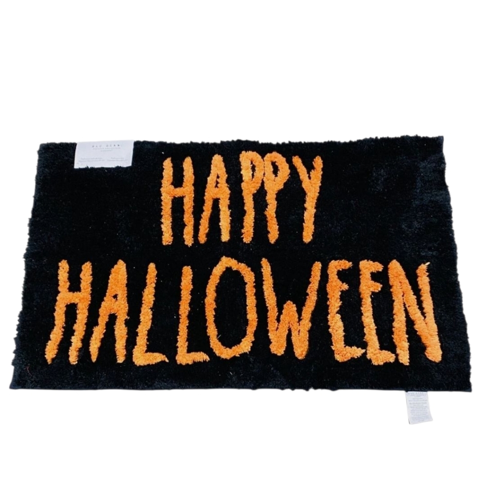 NWT Rae Dunn Happy Halloween Black and Orange Bath Mat